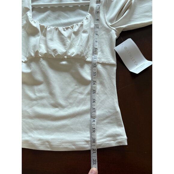 Athleta NWT Shanti Scoop 3/4 Sleeve Top Magnolia White Size Small - Picture 11 of 13